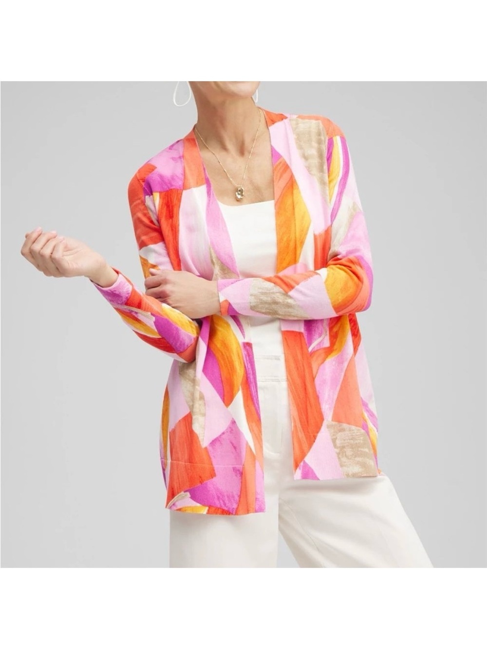 Chicos abstract bright cardigan sweater XL